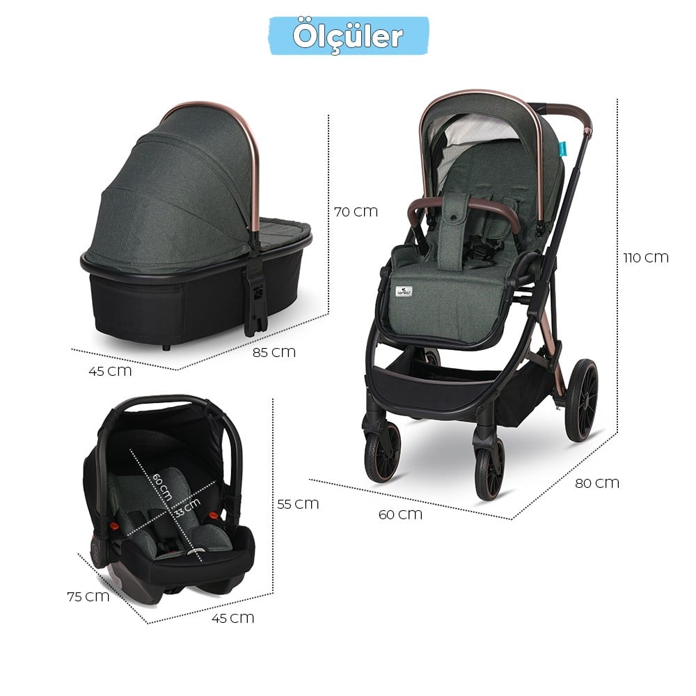 Lorelli Aria Travel Sistem Bebek Arabası - Grey