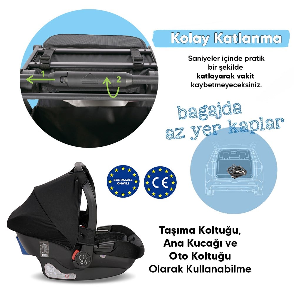 Lorelli Aria Travel Sistem Bebek Arabası - Grey
