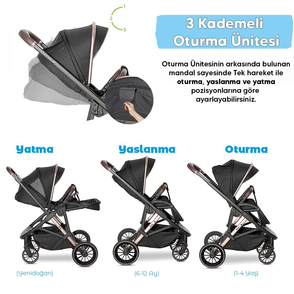 Lorelli Aria Travel Sistem Bebek Arabası - Grey