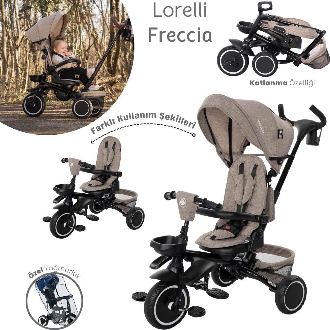 Lorelli Freccia Katlanabilir Çift Yönlü Üç Tekerlekli Bisiklet -Beige Black