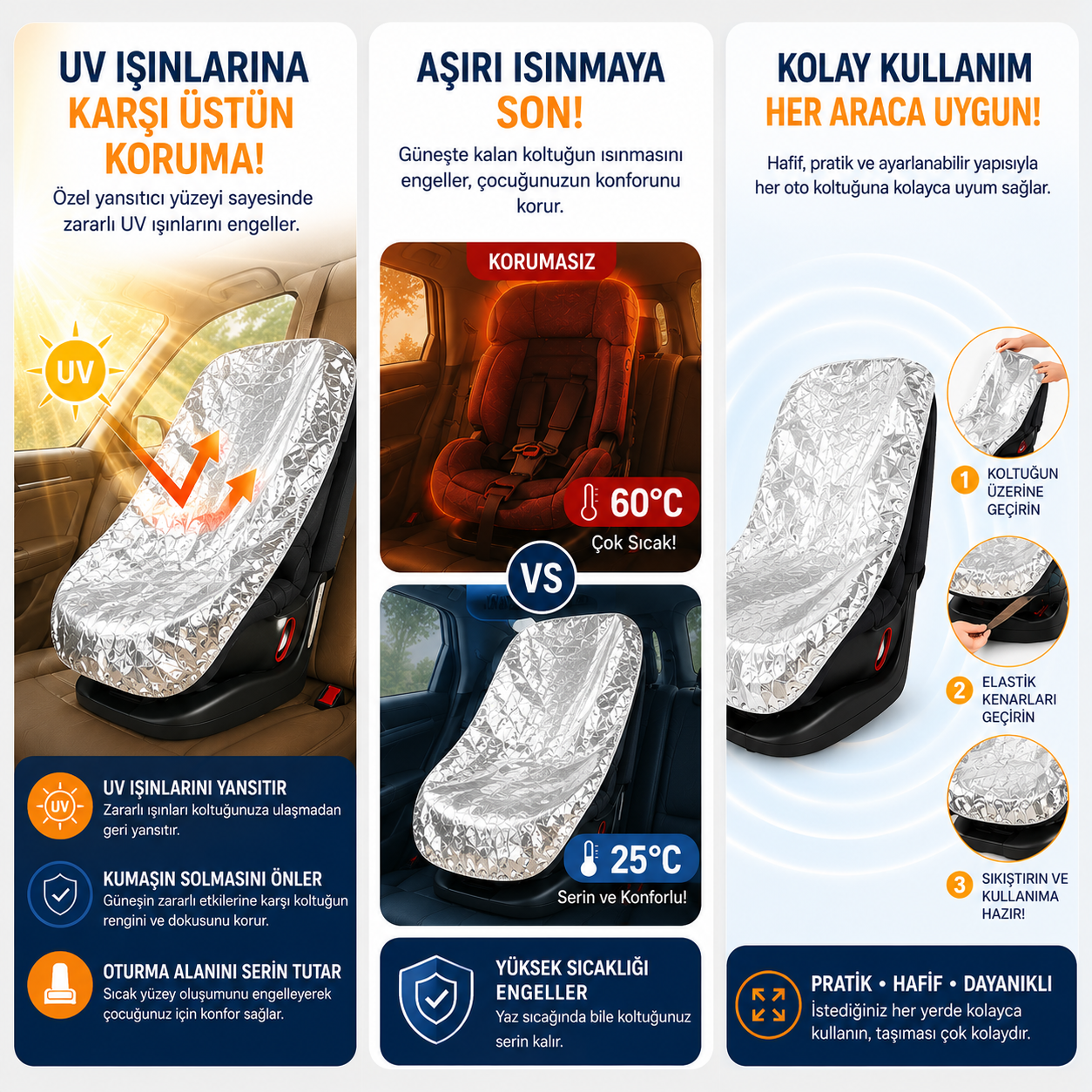 LORELLİ Çocuk Oto Koltuğu Güneş Koruyucu Isı ve UV Koruma Kılıfı