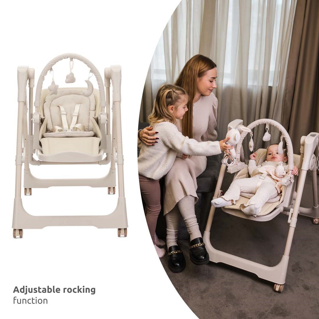 Lorelli Nomino 2'si 1 Arada | Sallanabilen Mama Sandalyesi ve Bebek Salıncağı - Bej