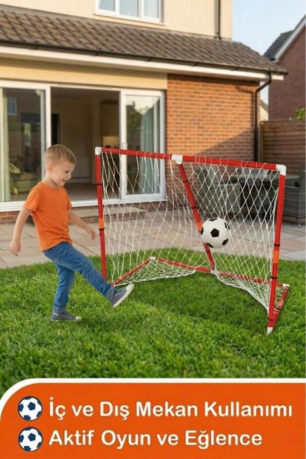 Matrax Oyuncak Mega 3'ü 1 Arada Mega Futbol Kalesi! Taşınabilir Fileli 120cm Toplu Eğlenceli Futbol Kalesi Oyun Seti