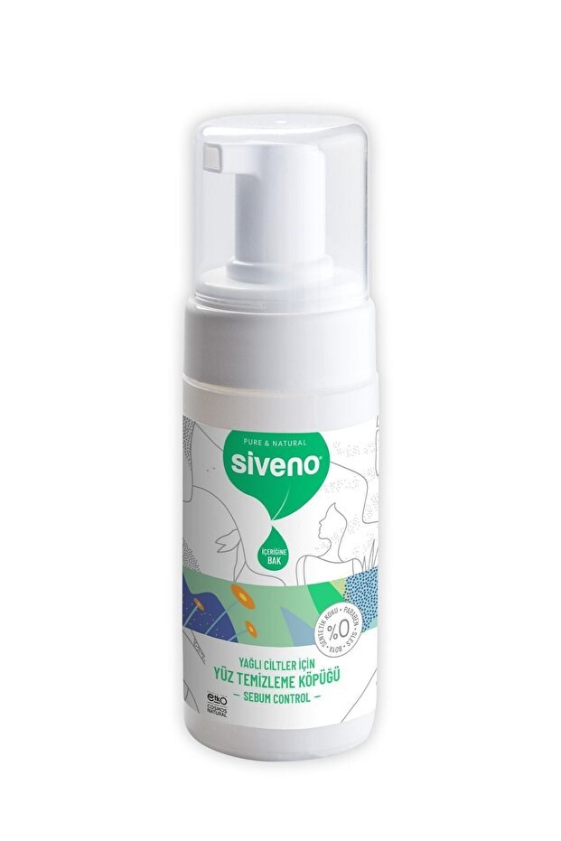 Siveno %100 Doğal Yüz Temizleme Köpüğü Yağlı Ciltler İçin Makyaj Siyah Nokta Sivilce Vegan 100 ml