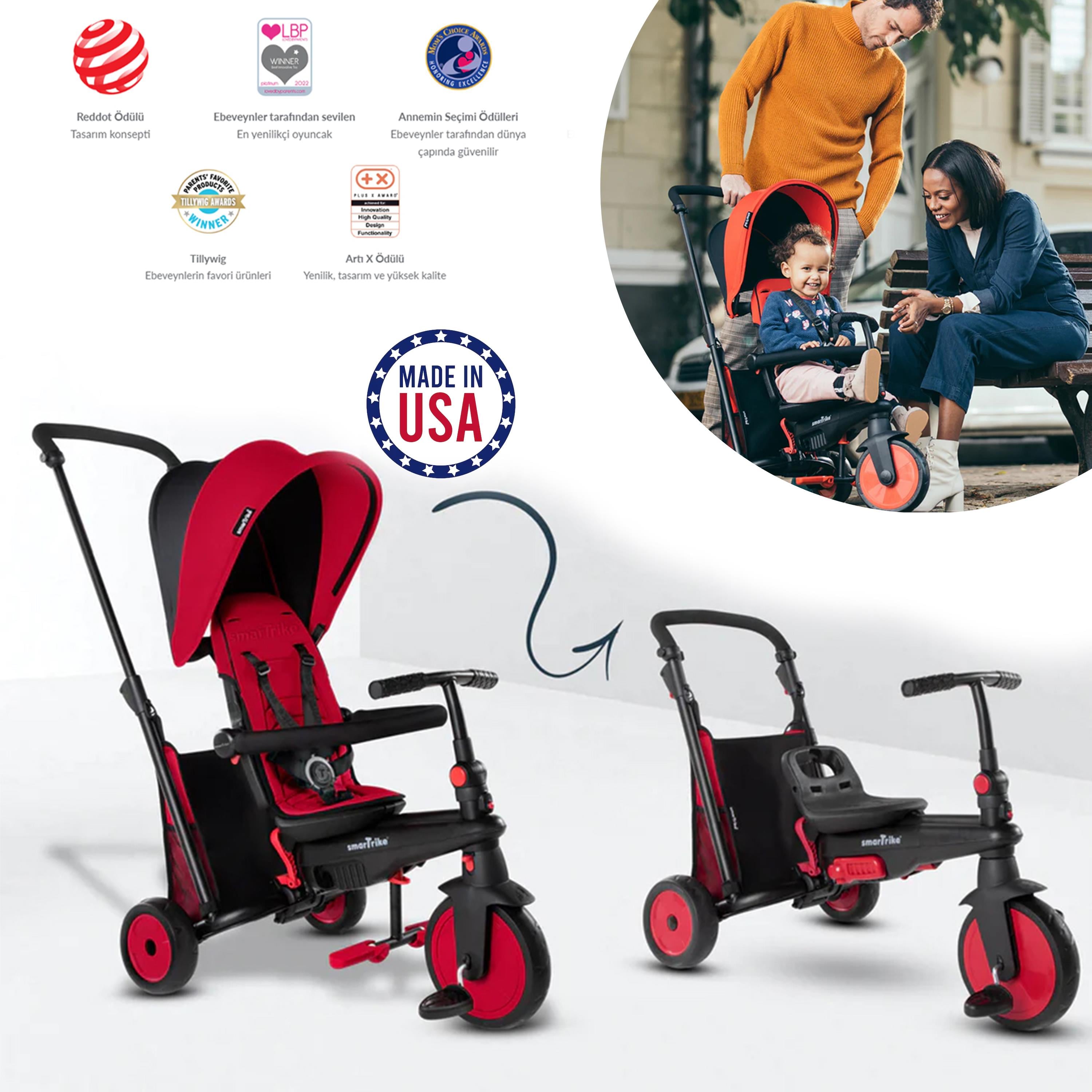 Smartrike STR3 5 in 1 Üç Tekerlekli Bisiklet - Red