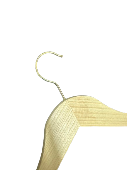 100 Adet Ahşap Elbise Askısı Vernikli Ahşap Kıyafet Askısı Cilalı Gold Kanca 43 Cm