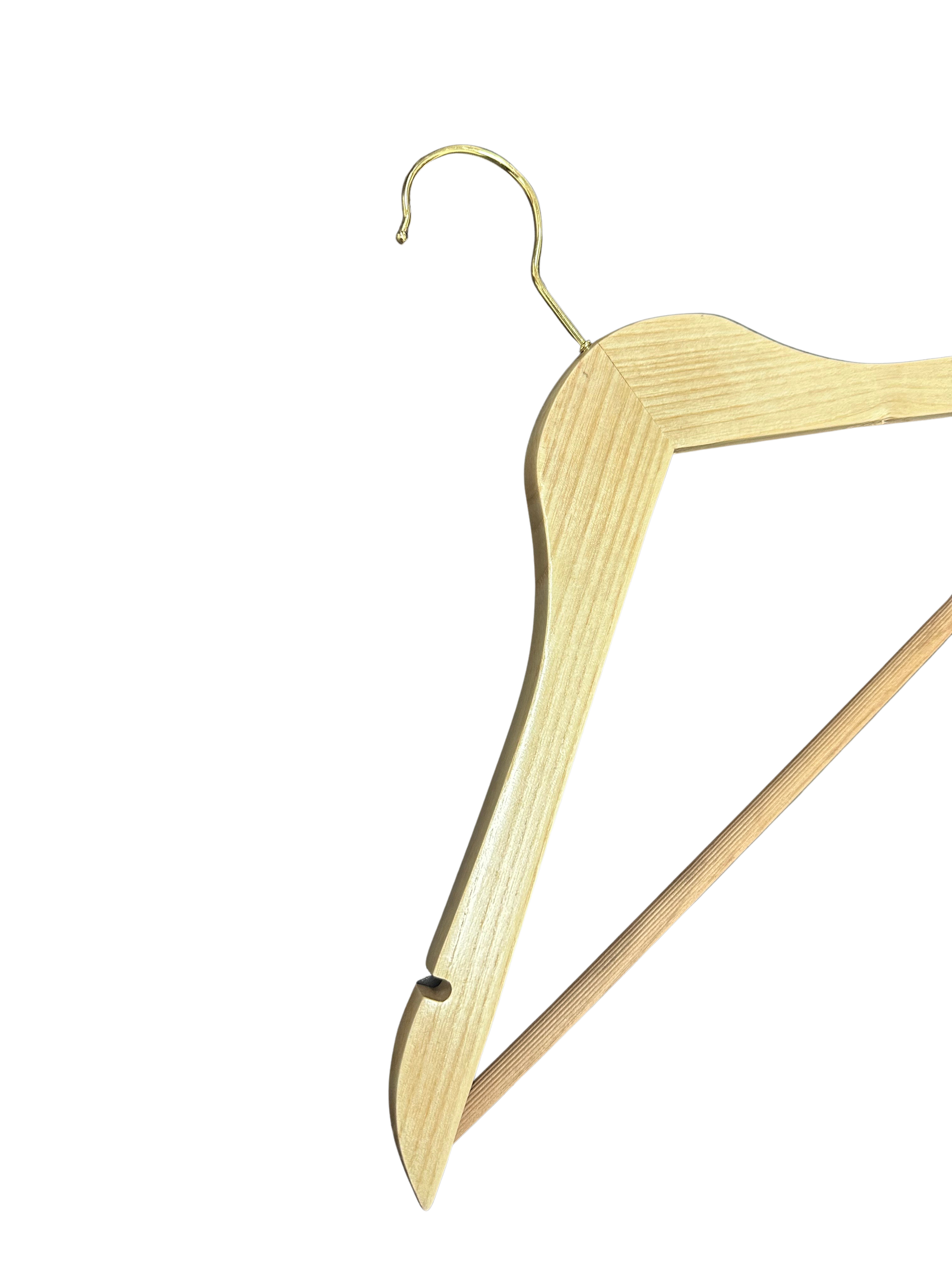 100 Adet Ahşap Elbise Askısı Vernikli Ahşap Kıyafet Askısı Cilalı Gold Kanca 43 Cm