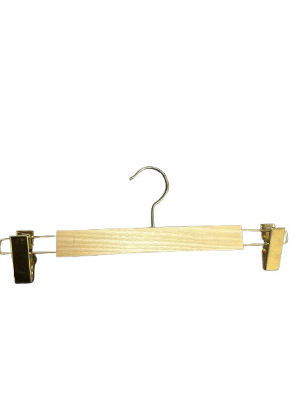 100 Adet Ahşap Etek Askısı Mandallı Ahşap Pantolon Askısı Vernikli 36 Cm Gold Mandal