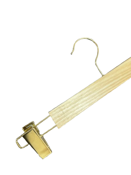 100 Adet Ahşap Etek Askısı Mandallı Ahşap Pantolon Askısı Vernikli 36 Cm Gold Mandal