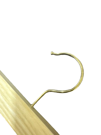 100 Adet Ahşap Etek Askısı Mandallı Ahşap Pantolon Askısı Vernikli 36 Cm Gold Mandal