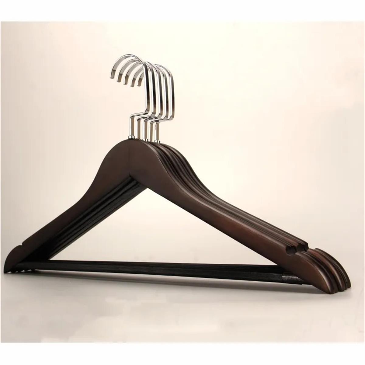 100 Adet Ahşap Gelinlik Askısı Kahverengi Ahşap Elbise Askısı Amerikan Kancalı 43 cm