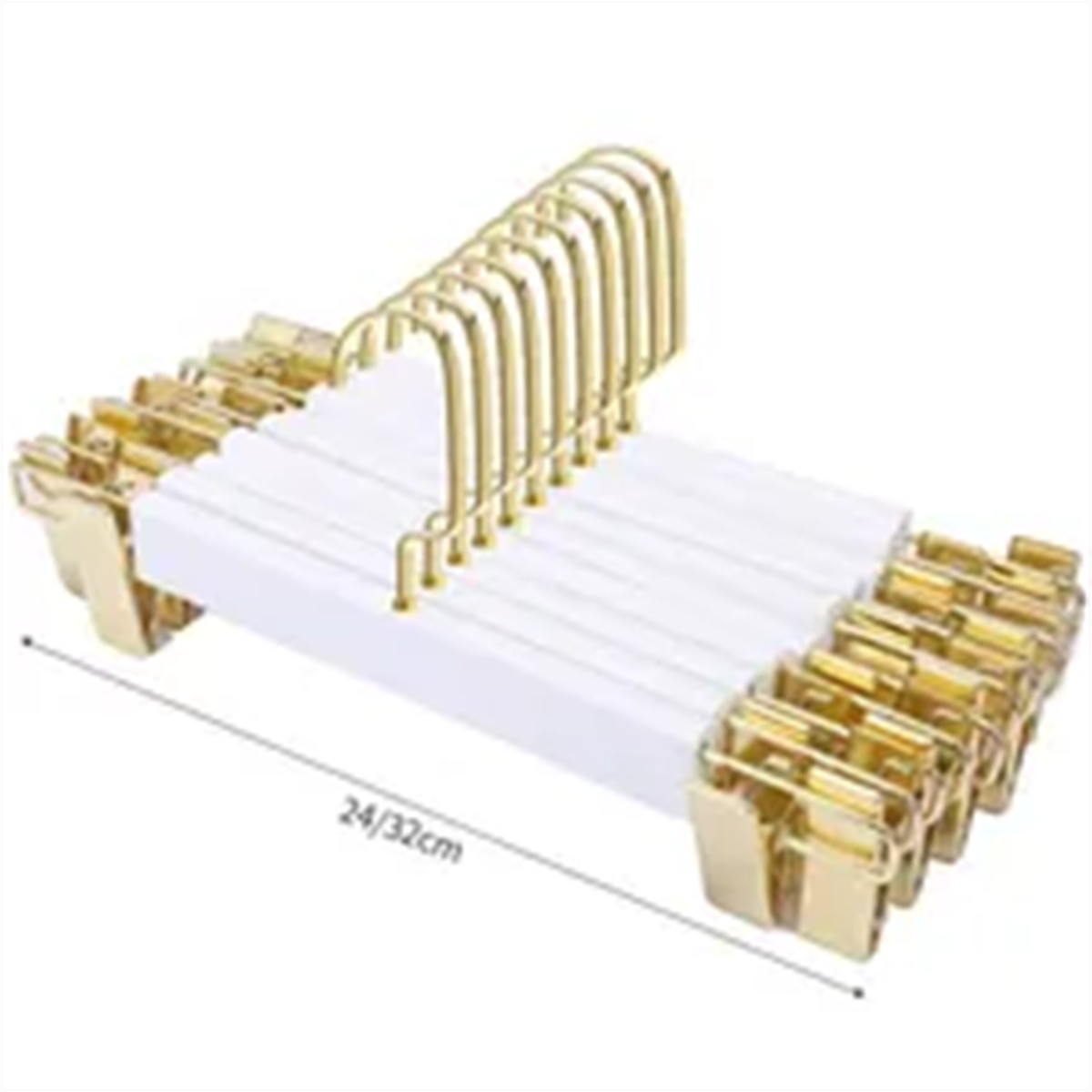 100 Adet Beyaz Ahşap Mandallı Etek Askısı Boyalı Etek Askısı Gold Amerikan Kancalı 32 cm