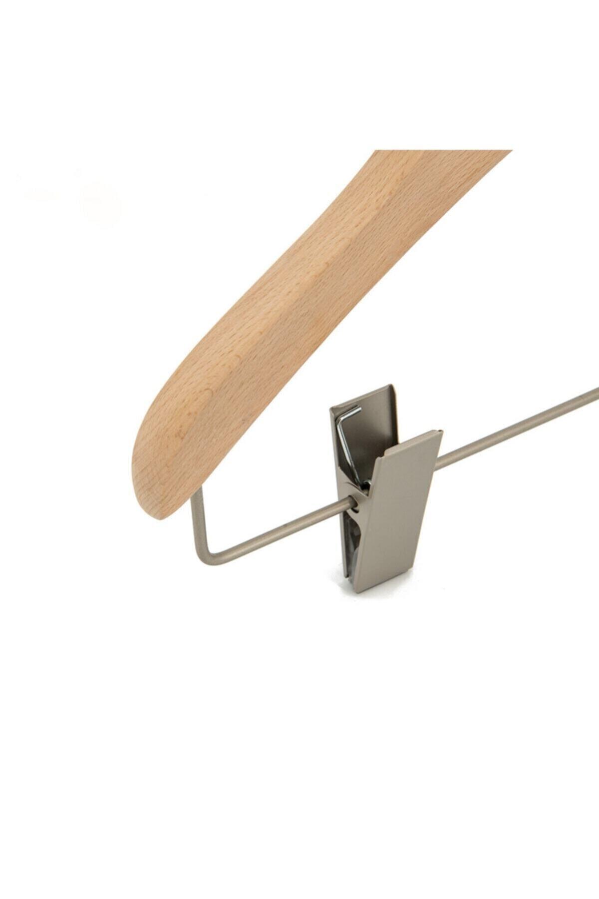 12 Adet Ahşap Bebek Elbise Askısı Vernikli Bebek Takım Elbise Askısı Metal Mandallı 32 Cm