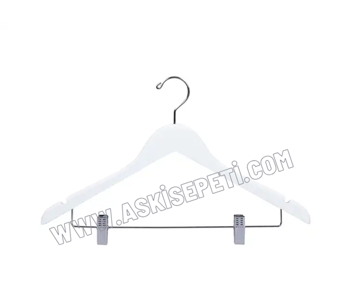 12 Adet Ahşap Elbise Askısı Beyaz Takım Elbise Askısı Kıyafet Askısı Nikel Kare Mandallı 43 Cm