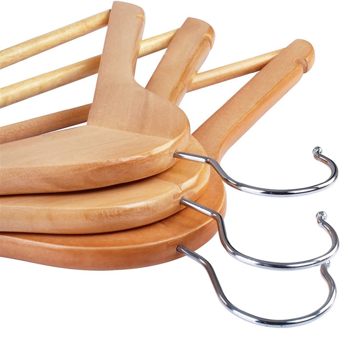 12 Adet Ahşap Elbise Askısı Kıyafet Askısı Ahşap Pantolon Askısı Vernikli 43 cm