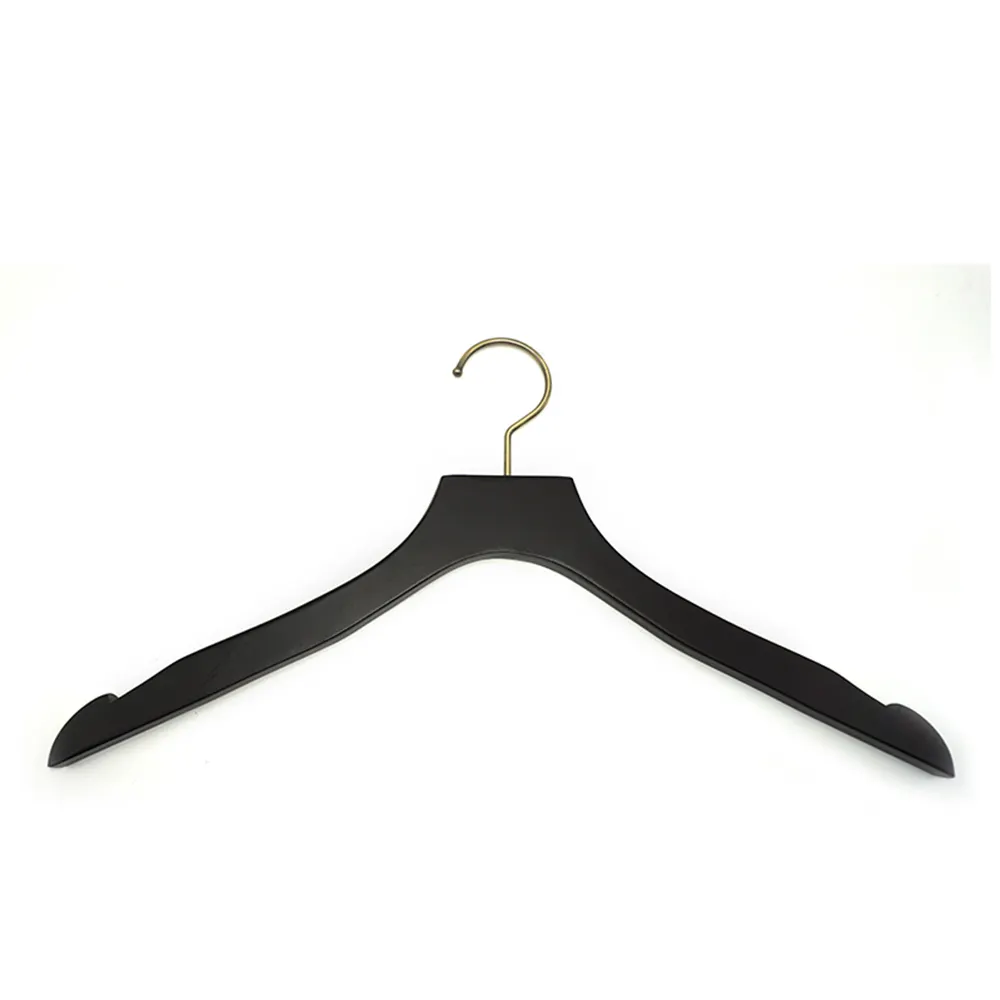 12 Adet Ahşap Elbise Askısı Siyah Boyalı Düz Başlıklı 44 Cm