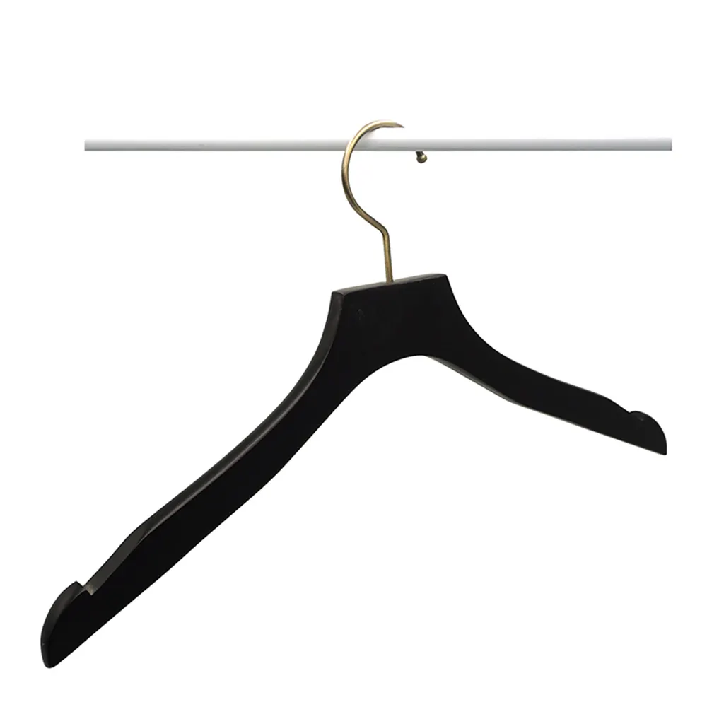 12 Adet Ahşap Elbise Askısı Siyah Boyalı Düz Başlıklı 44 Cm