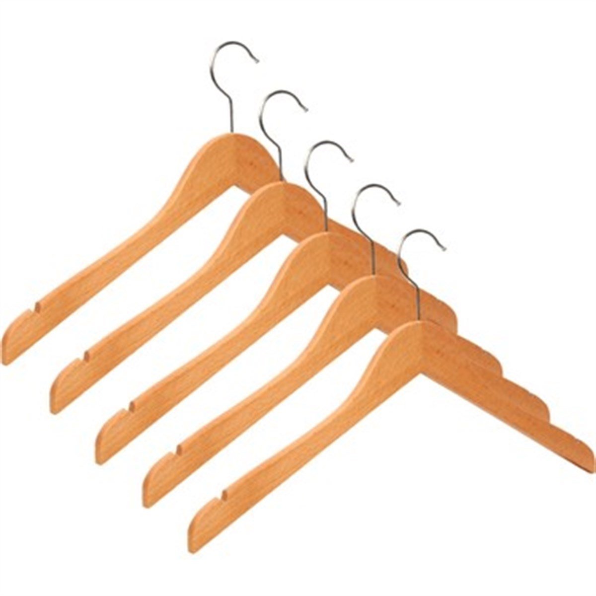 12 Adet Ahşap Gömlek Bluz Askısı Mont Kaban Kıyafet Askısı Vernikli 43 cm