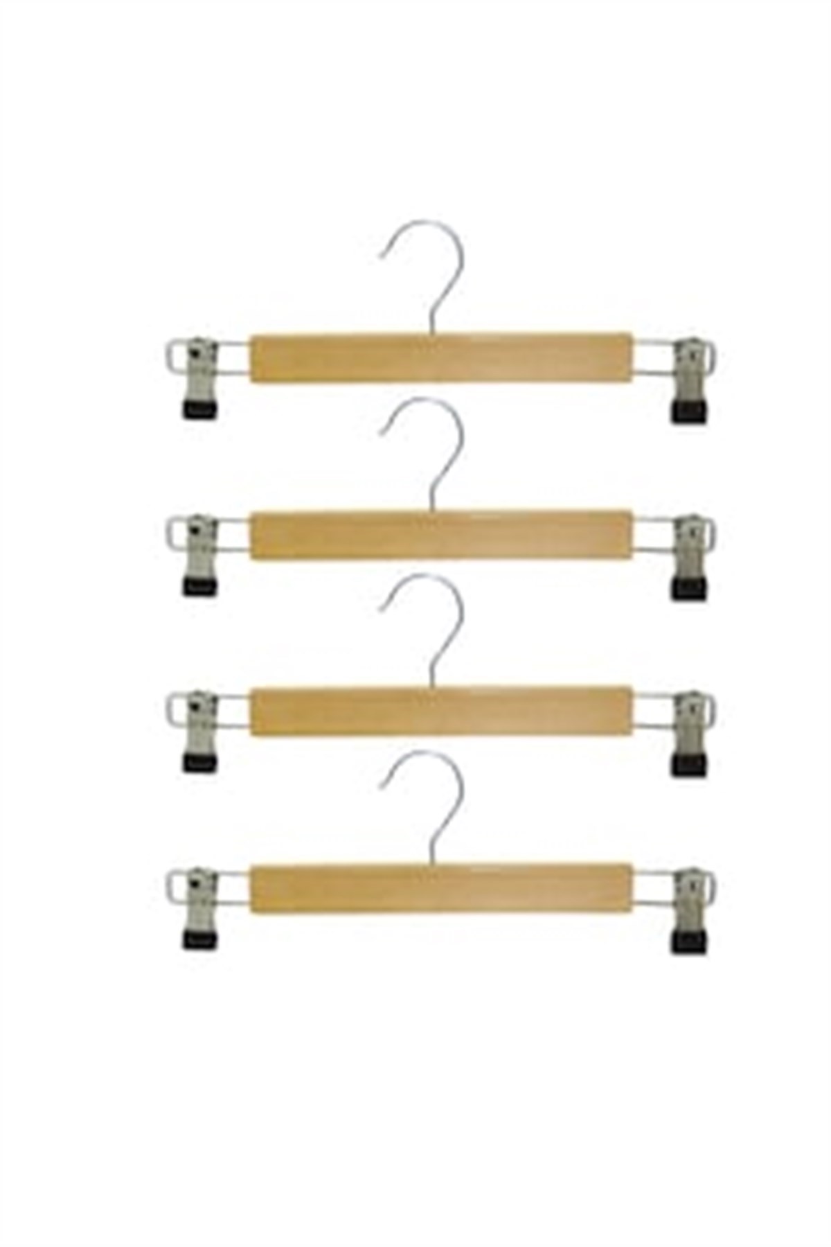 12 Adet Ahşap Pantolon Etek Mandallı Etek Askısı Vernikli 36 cm