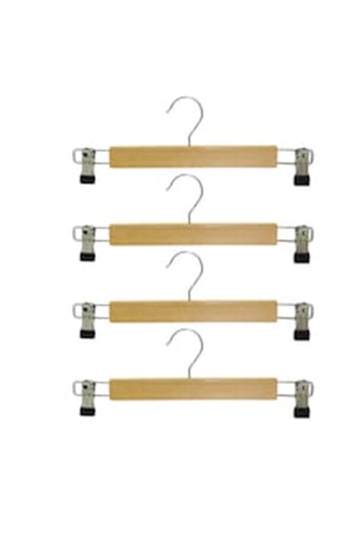 12 Adet Ahşap Pantolon Etek Mandallı Etek Askısı Vernikli 36 cm