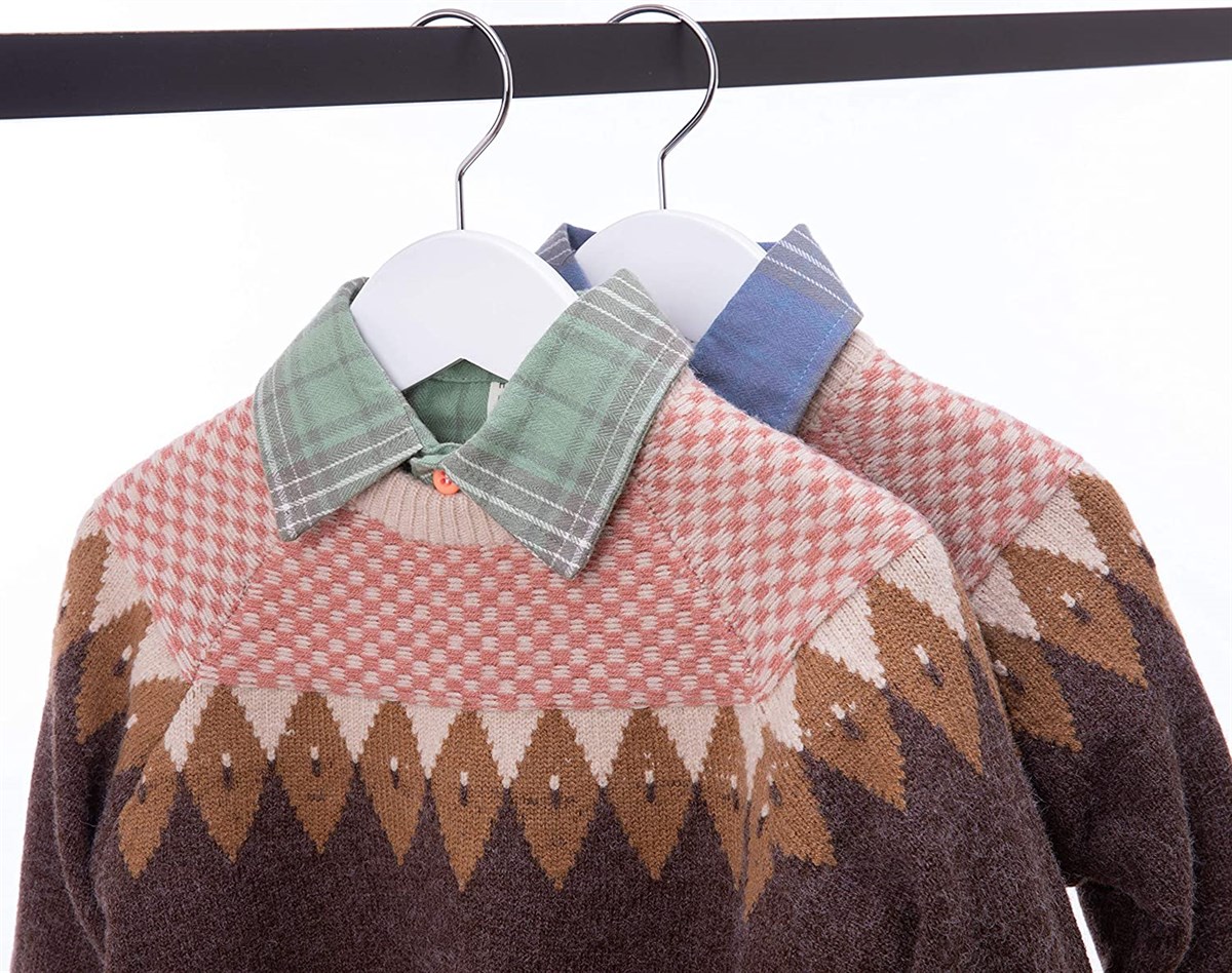 12 Adet Beyaz Ahşap Bebek Elbise Askısı Vernikli Ahşap Çocuk Askısı Beyaz Boyalı 32 cm