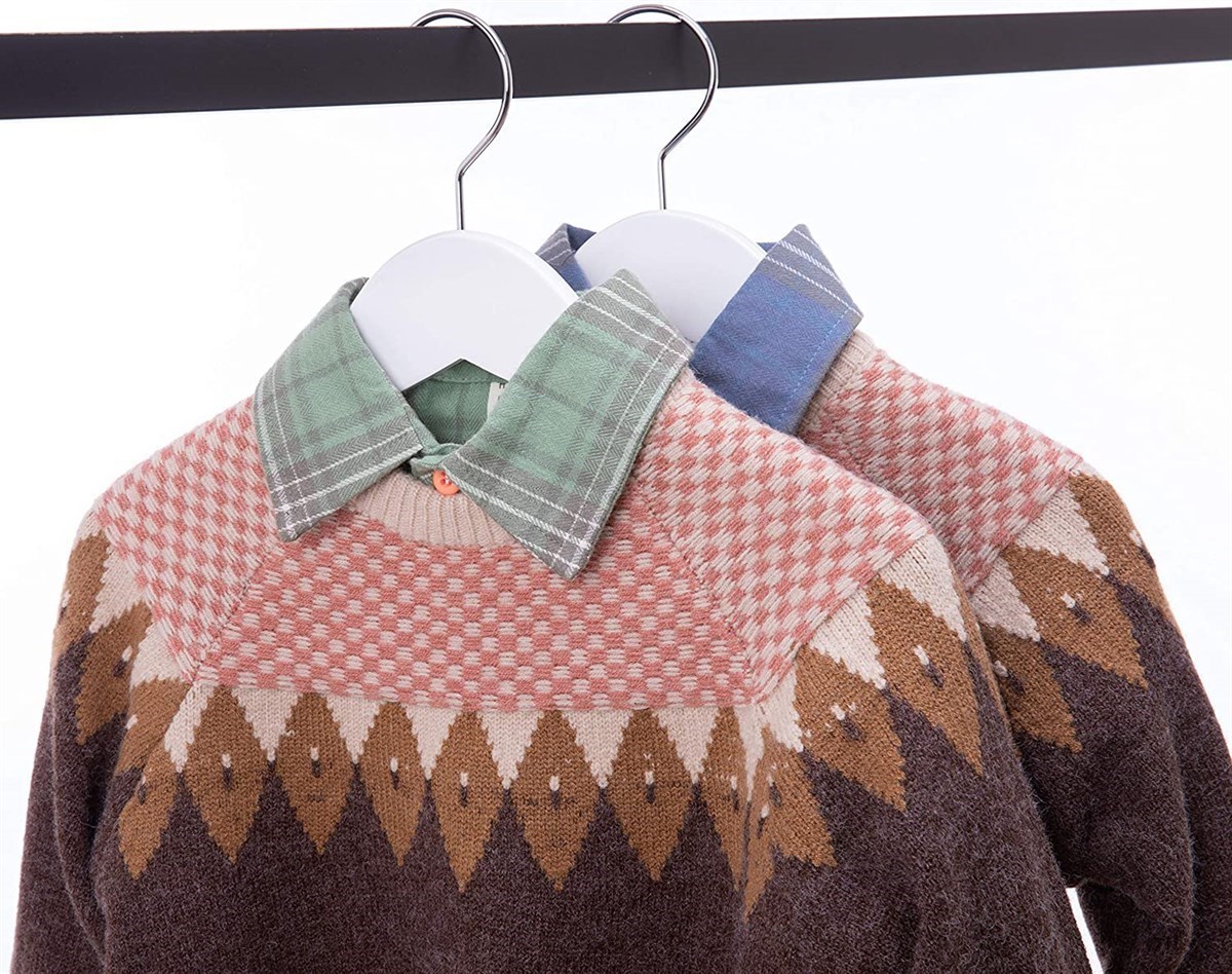 12 Adet Beyaz Ahşap Bebek Elbise Askısı Vernikli Ahşap Çocuk Askısı Beyaz Boyalı 32 cm