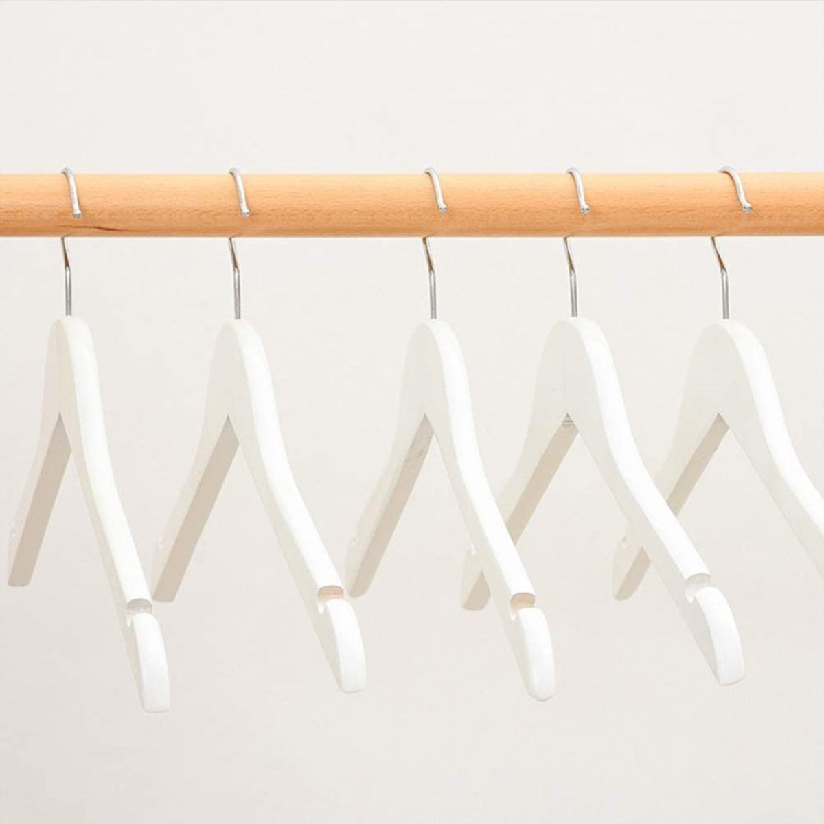 12 Adet Beyaz Ahşap Gömlek Askısı Ahşap Bluz Kaban Askısı Beyaz Boyalı 43 cm