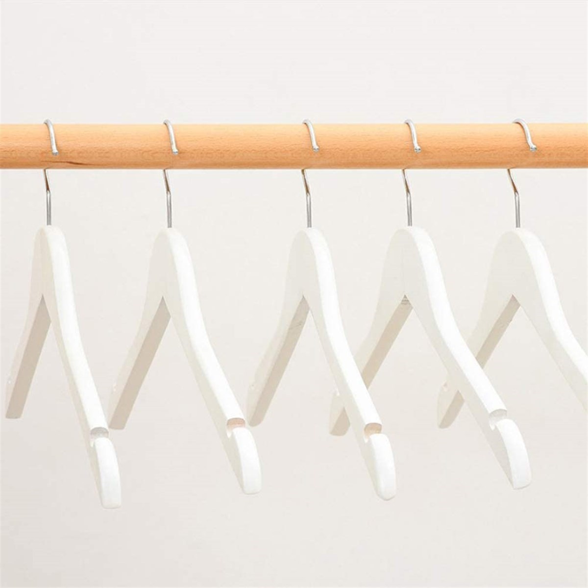 12 Adet Beyaz Ahşap Gömlek Askısı Ahşap Bluz Kaban Askısı Beyaz Boyalı 43 cm
