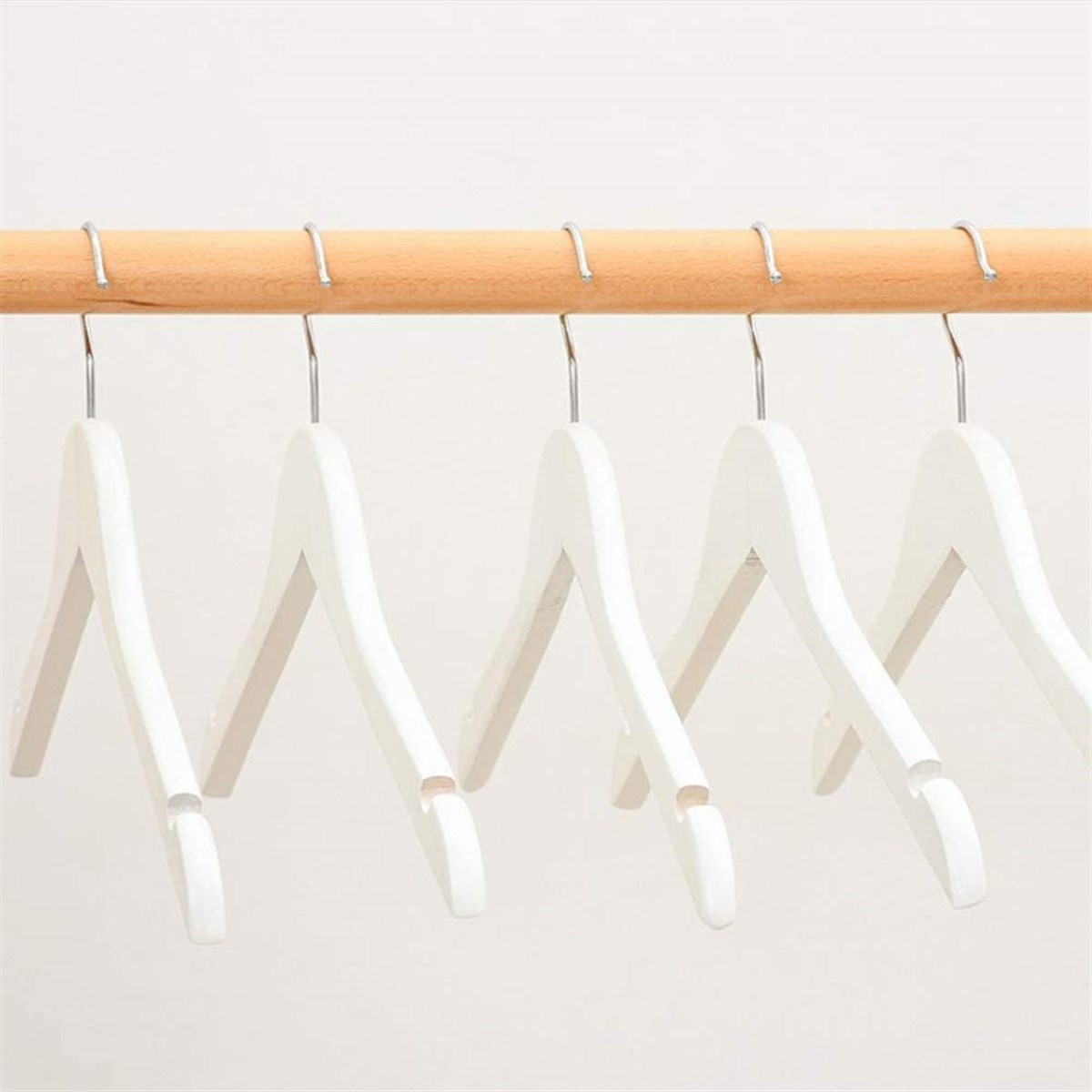 12 Adet Beyaz Ahşap Gömlek Askısı Ahşap Bluz Kaban Askısı Beyaz Boyalı 43 cm