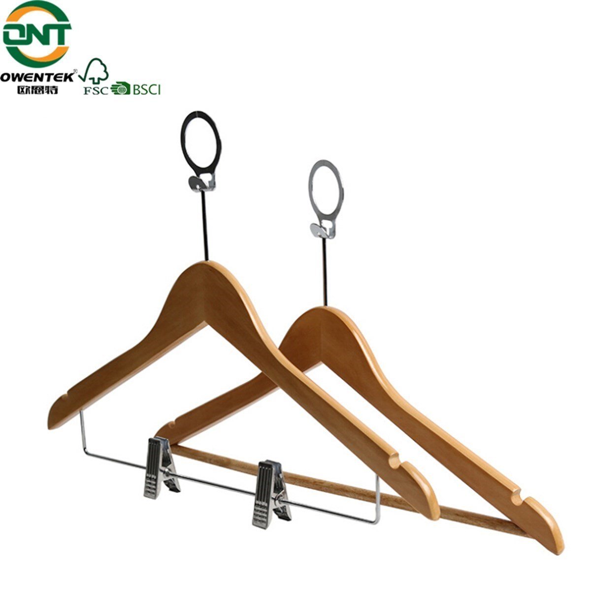 12 Adet Otel Tipi Elbise Askısı Ahşap Kıyafet Askısı Otel Elbise Askısı Maşalı Takım Elbise Askısı Vernikli 43 cm