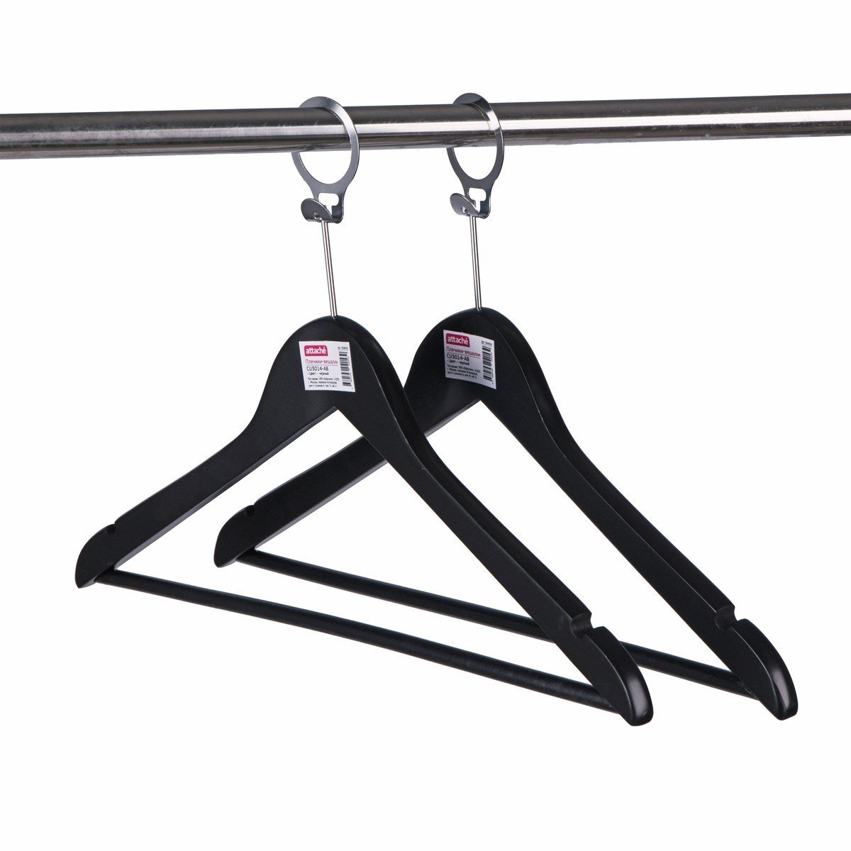 12 Adet Otel Tipi Elbise Askısı Ahşap Otel Elbise Askısı Siyah Boyalı Metal Halkalı 43 cm