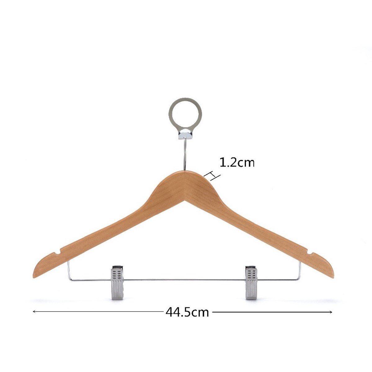 12 Adet Otel Tipi Elbise Askısı Ahşap Kıyafet Askısı Otel Elbise Askısı Maşalı Takım Elbise Askısı Vernikli 43 cm