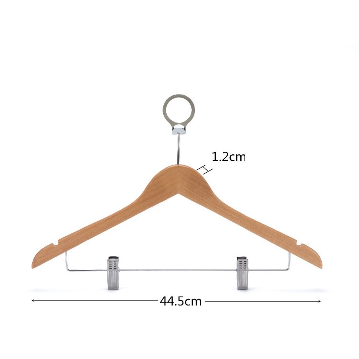 12 Adet Otel Tipi Elbise Askısı Ahşap Kıyafet Askısı Otel Elbise Askısı Maşalı Takım Elbise Askısı Vernikli 43 cm