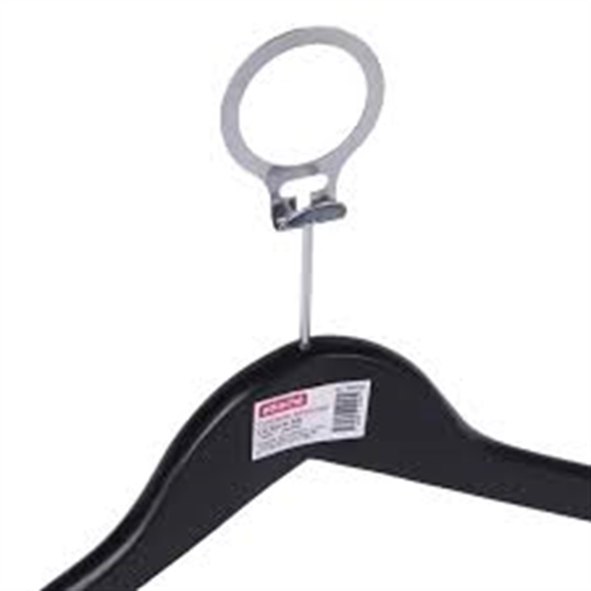 12 Adet Otel Tipi Elbise Askısı Ahşap Otel Elbise Askısı Siyah Boyalı Metal Halkalı 43 cm