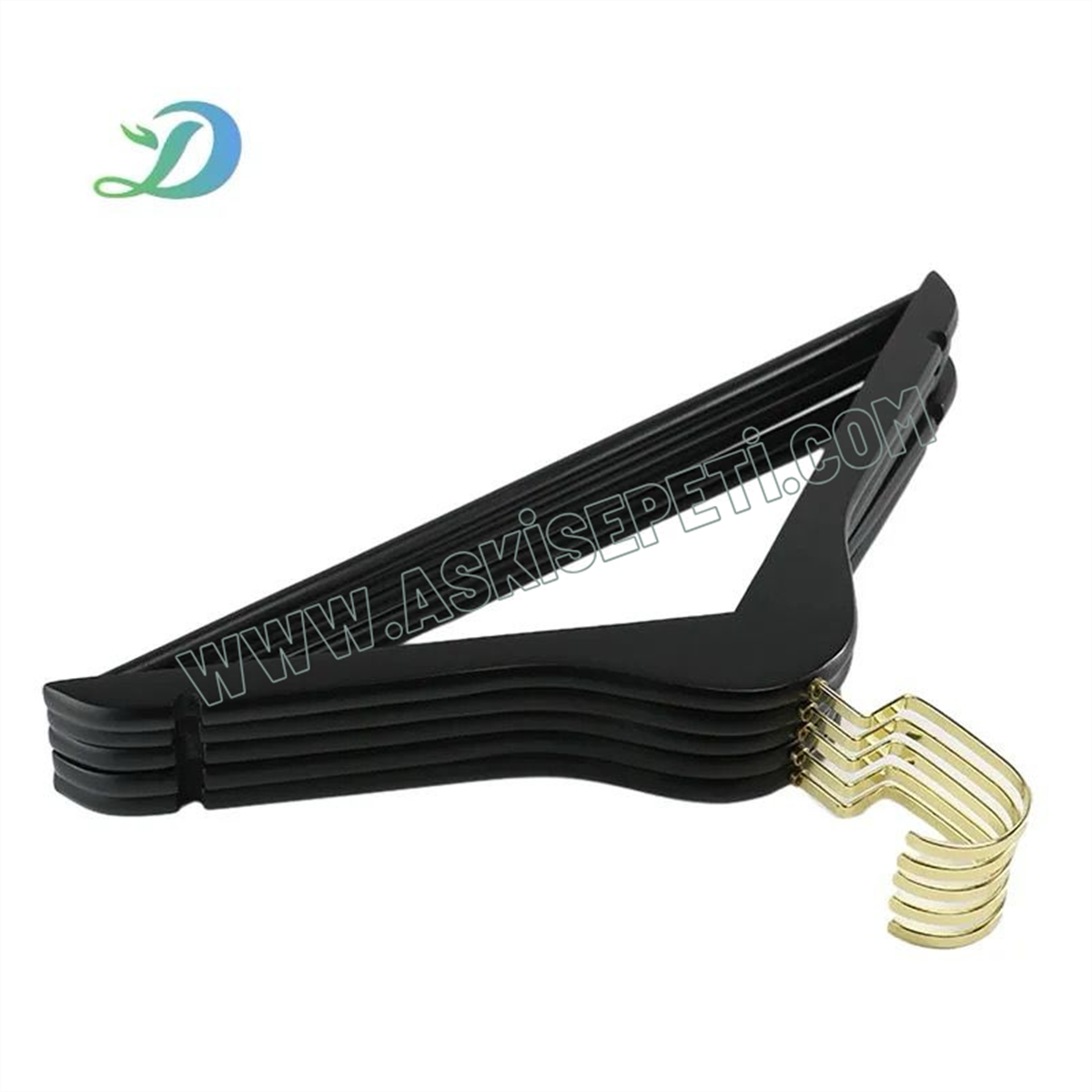 12 Adet Siyah Ahşap Elbise Askısı Amerikan Kanca Ahşap Kıyafet Askısı Siyah Boyalı Ahşap Gelinlik Askısı Gold Amerikan Kanca 43 cm