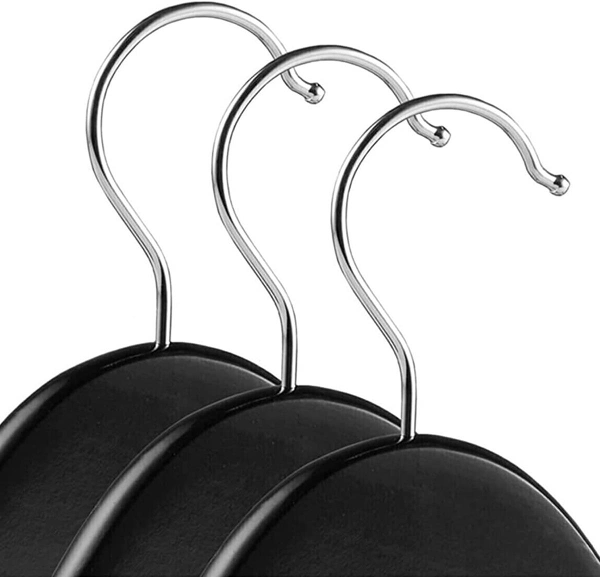 12 Adet Siyah Ahşap Elbise Askısı Pantolon Askısı Siyah Boyalı Kıyafet Askısı 43 cm