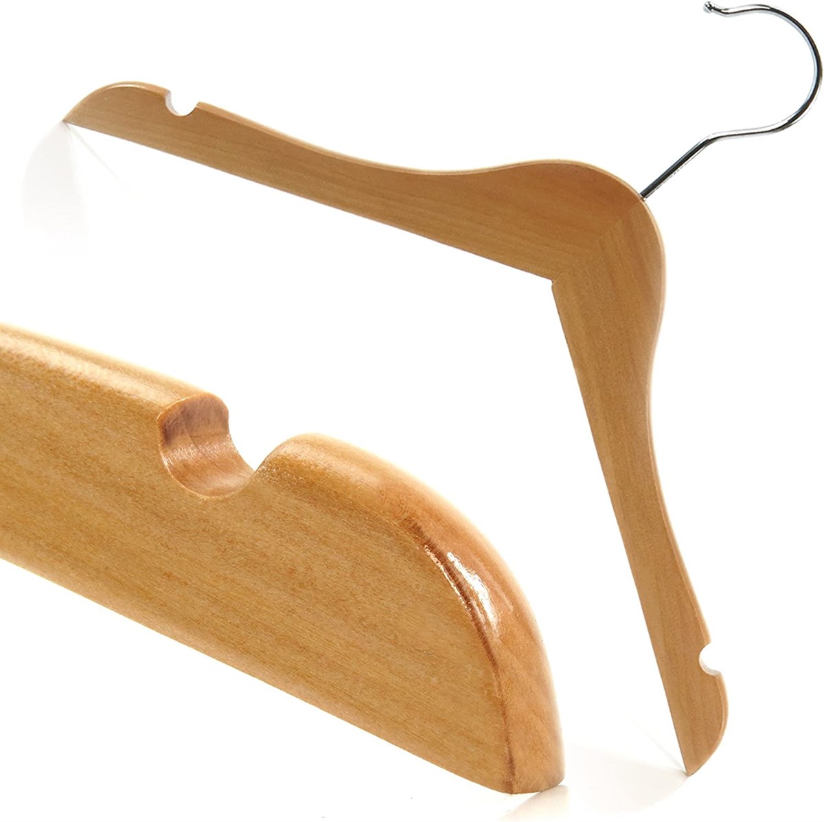 24 Adet Ahşap Bebek Elbise Askısı Vernikli Ahşap Çocuk Askısı 32 cm