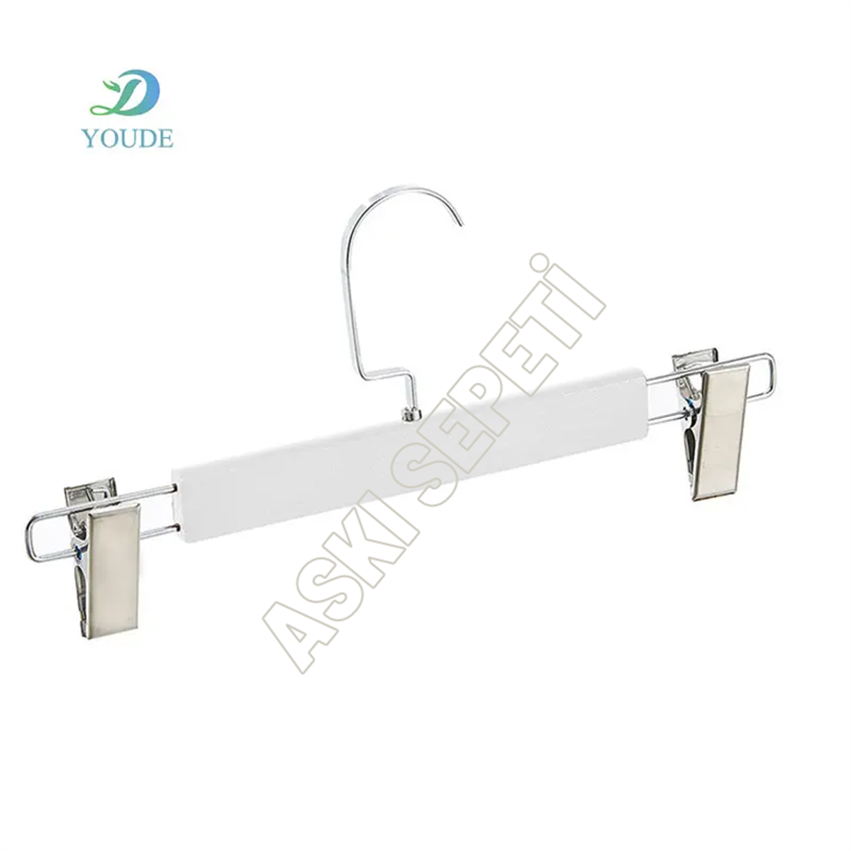 24 Adet Beyaz Ahşap Pantolon Askısı Mandallı Etek Askısı Boyalı Etek Askısı Nikel Amerikan Kancalı 36 cm