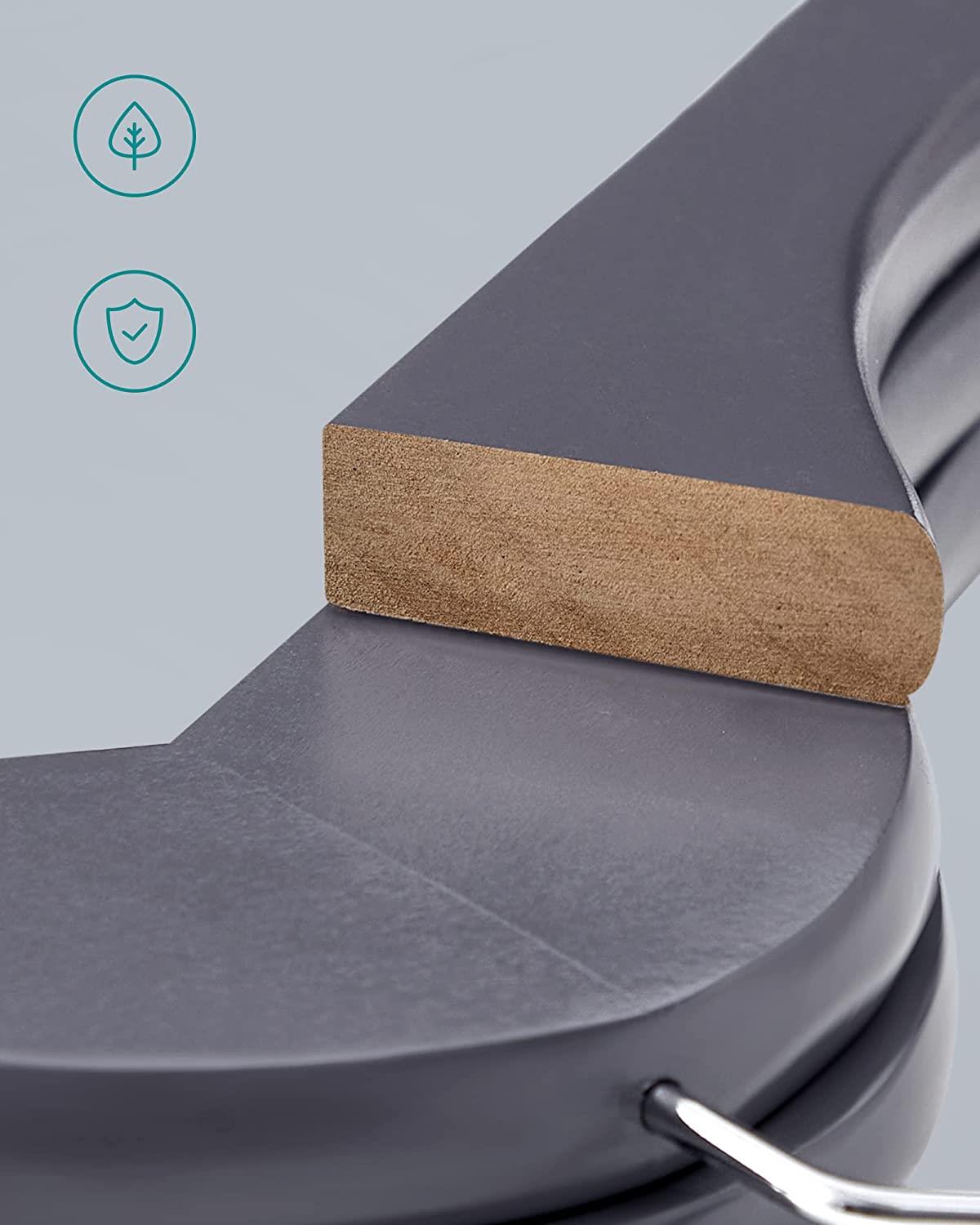 24 Adet Gri Ahşap Elbise Askısı Pantolon Askısı Boyalı Elbise Askısı 43 cm