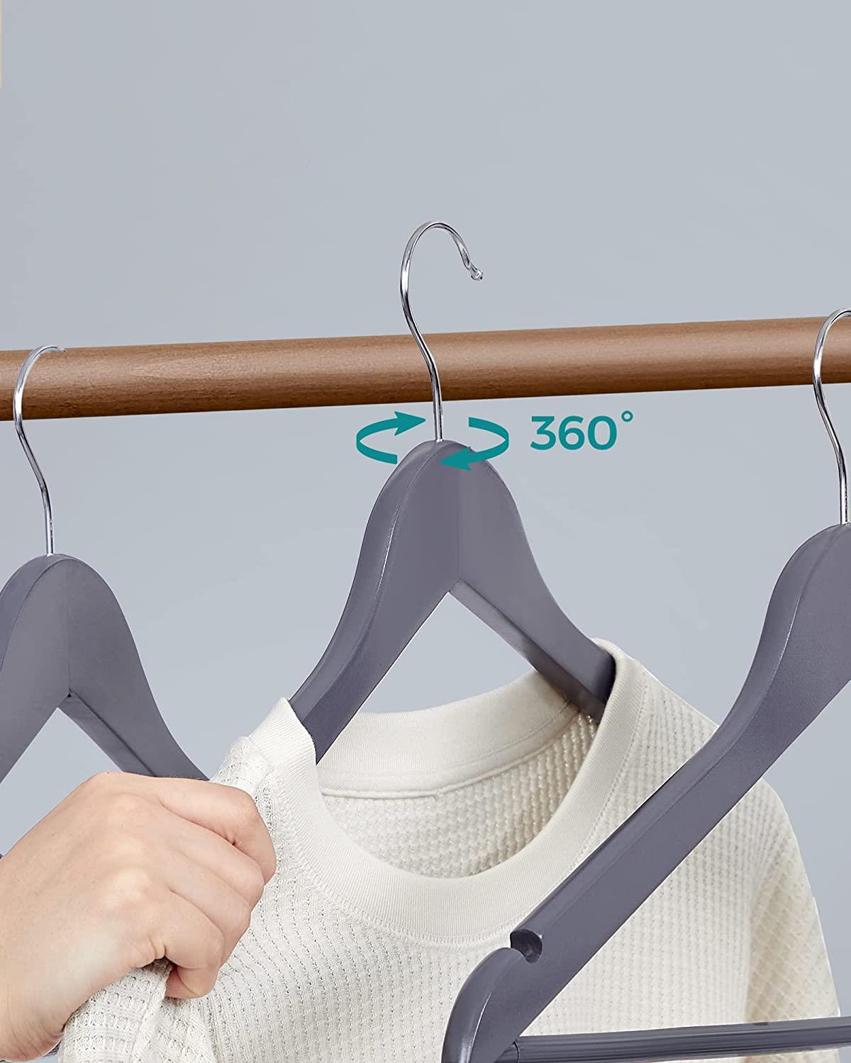 24 Adet Gri Ahşap Elbise Askısı Pantolon Askısı Boyalı Elbise Askısı 43 cm