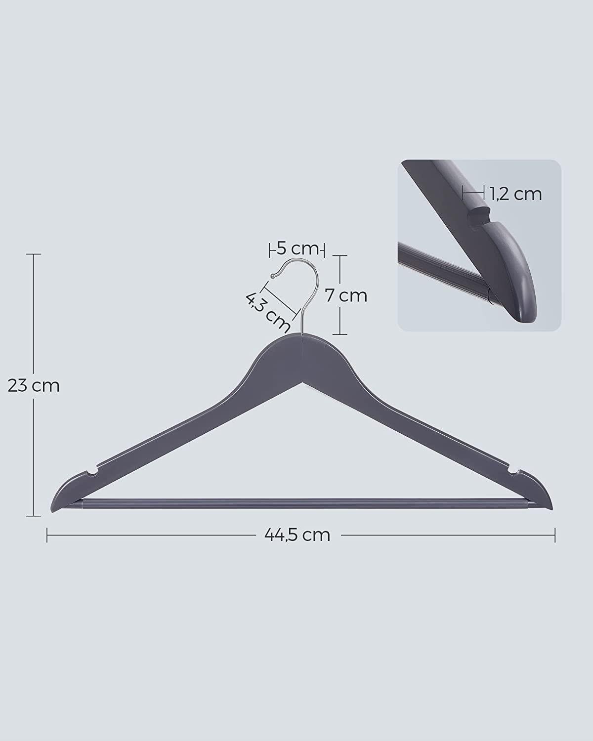 24 Adet Gri Ahşap Elbise Askısı Pantolon Askısı Boyalı Elbise Askısı 43 cm