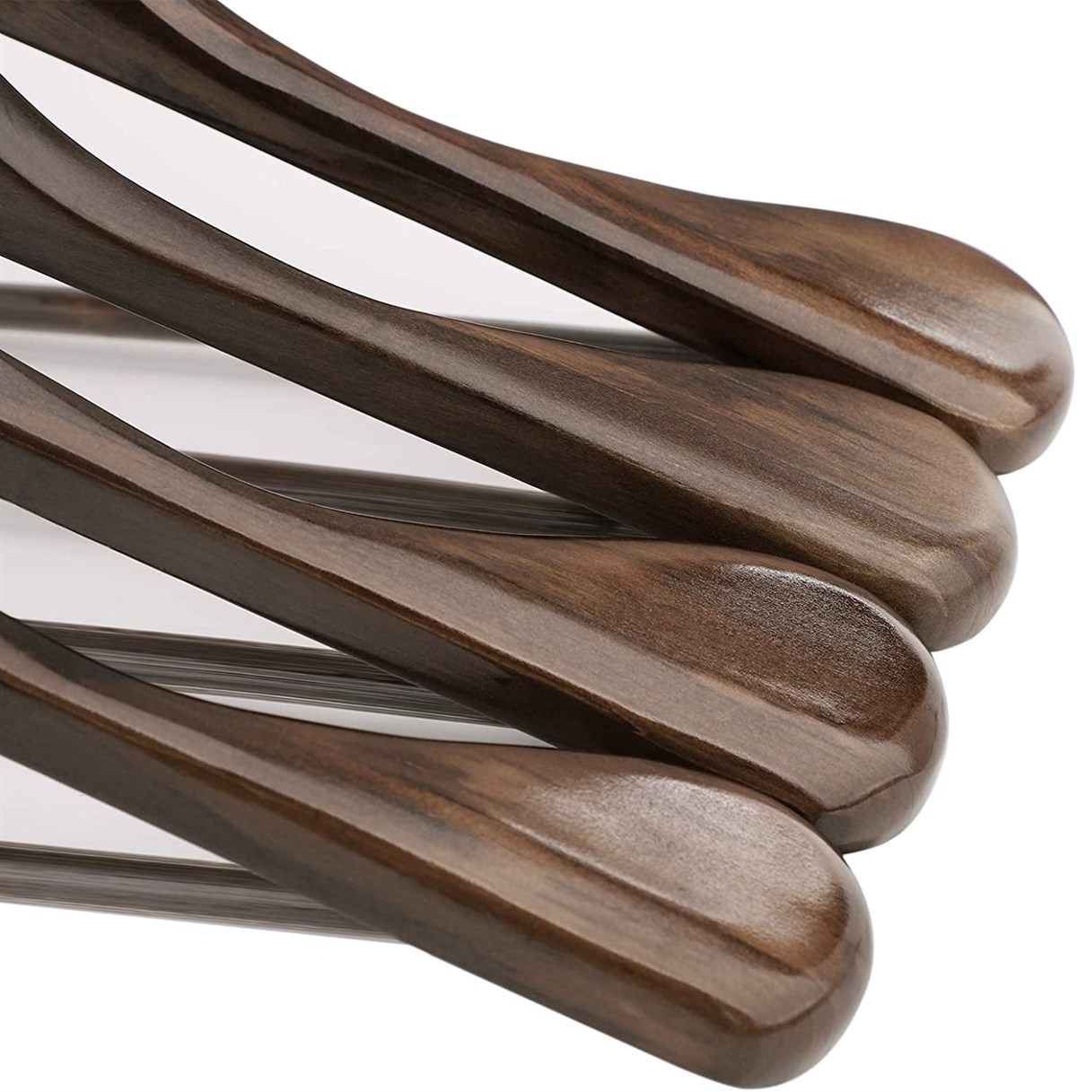 25 Adet Ahşap Ceket Askısı Kalın Omuz Formlu Takım Elbise Askısı Kaban Palto Askısı Koyu Ceviz 44 cm