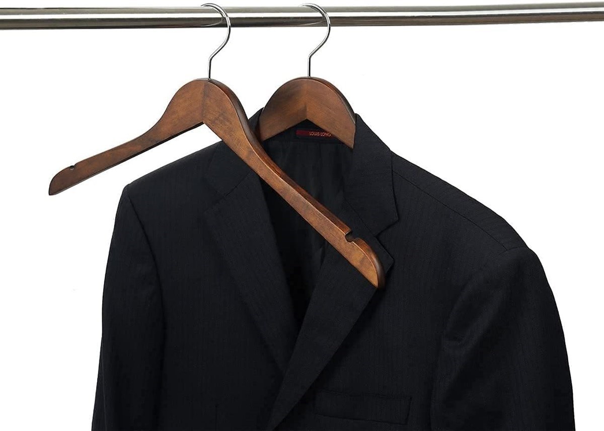 50 Adet Koyu Ceviz Ahşap Gömlek Askısı Ahşap Bluz Kaban Askısı Beyaz Boyalı 44 cm