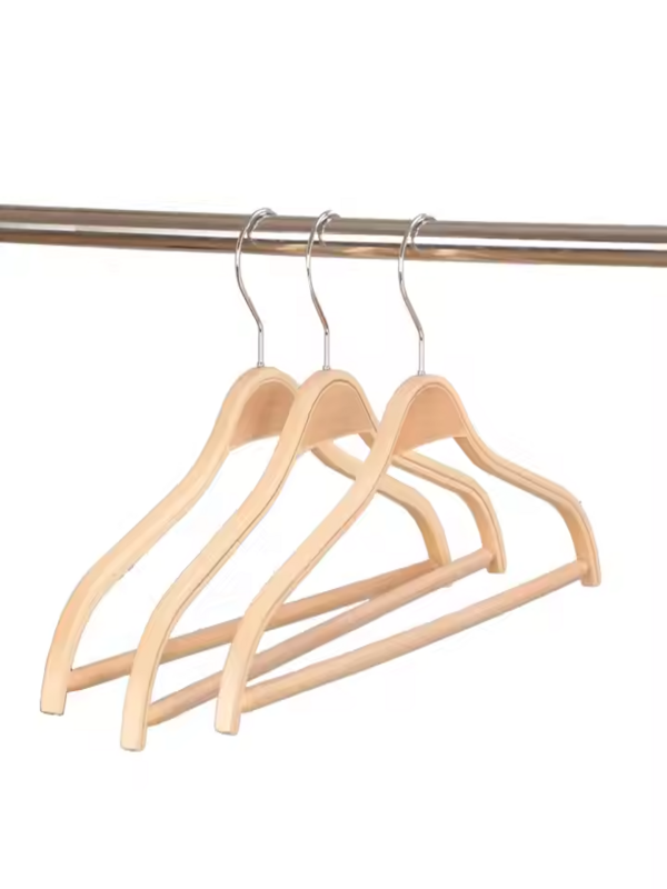 50 Adet Lamine Elbise Askısı Ahşap Elbise Askısı 44 cm Vernikli