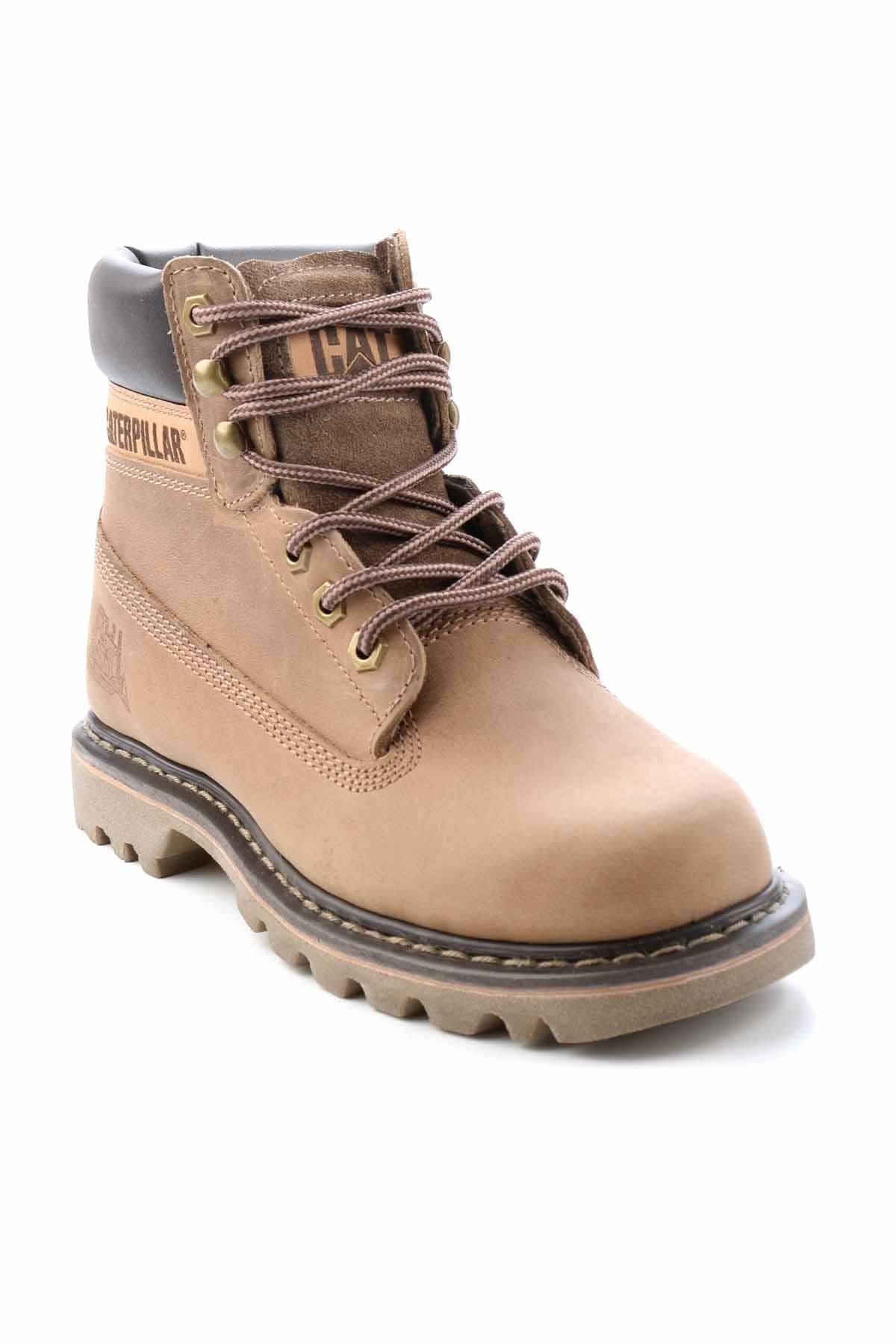 Beige Crazy Hakiki Deri Kadın Bot & Bootie CAT0111000103
