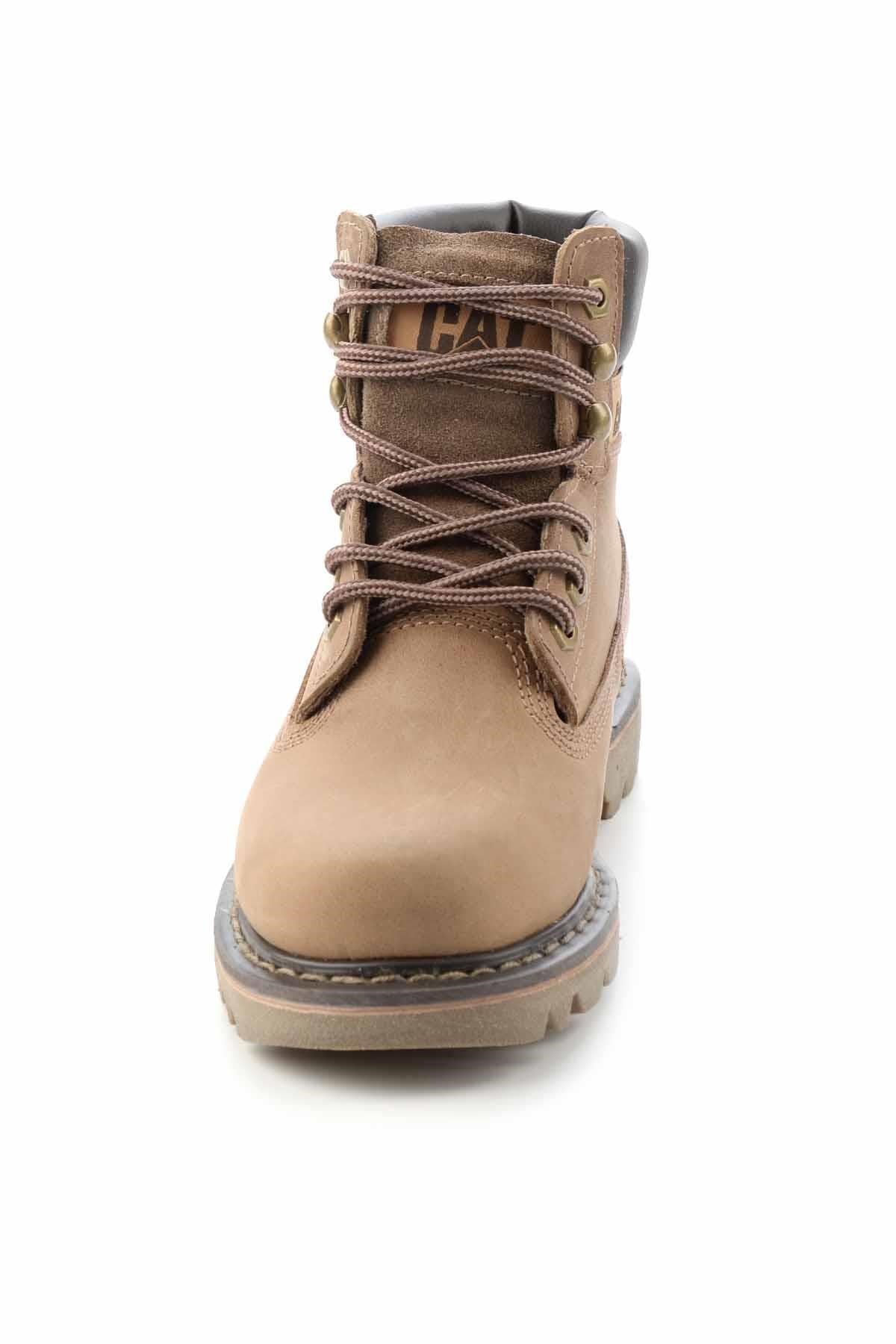 Beige Crazy Hakiki Deri Kadın Bot & Bootie CAT0111000103