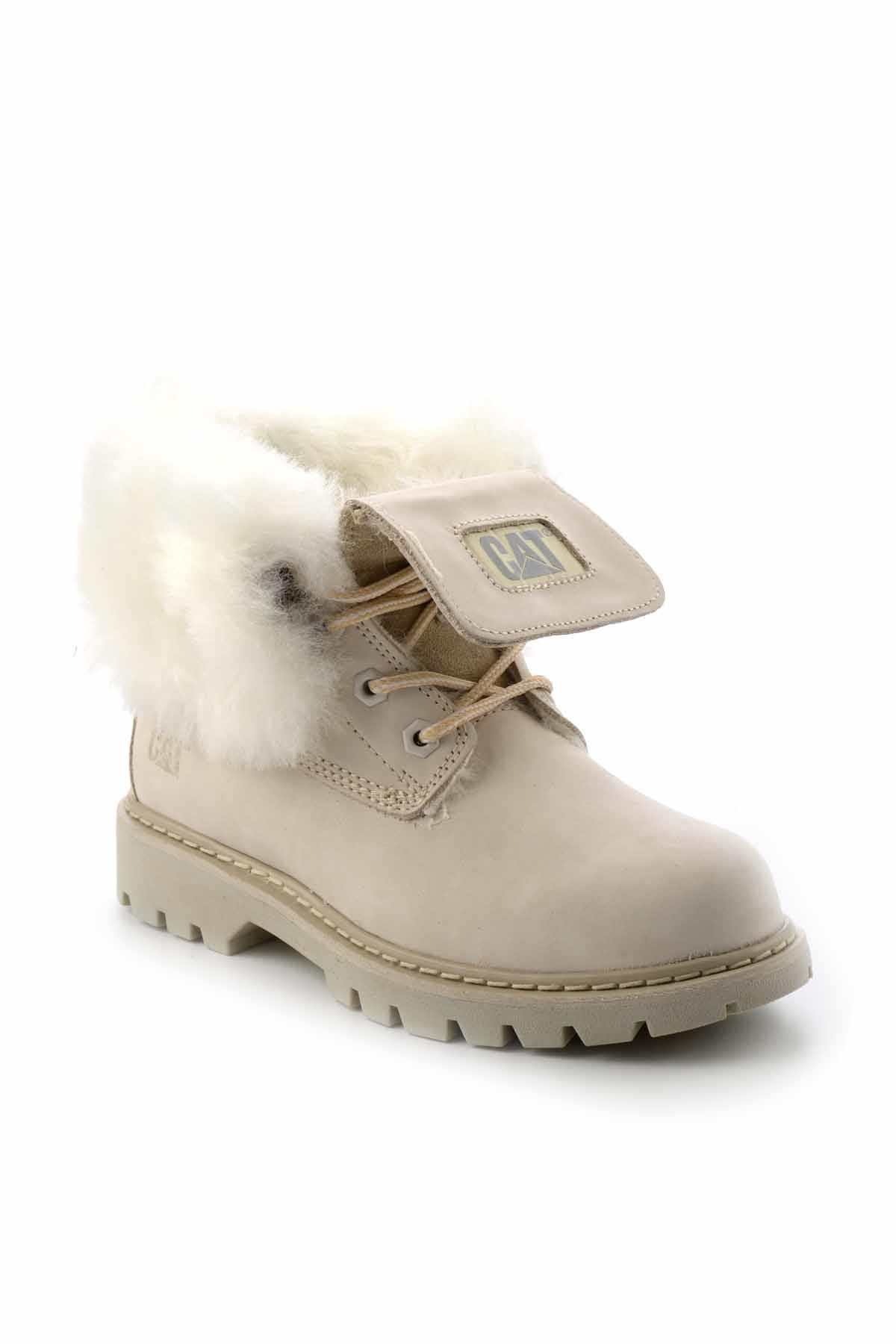 Beige Hakiki Deri Kadın Bot & Bootie CAT0111118401