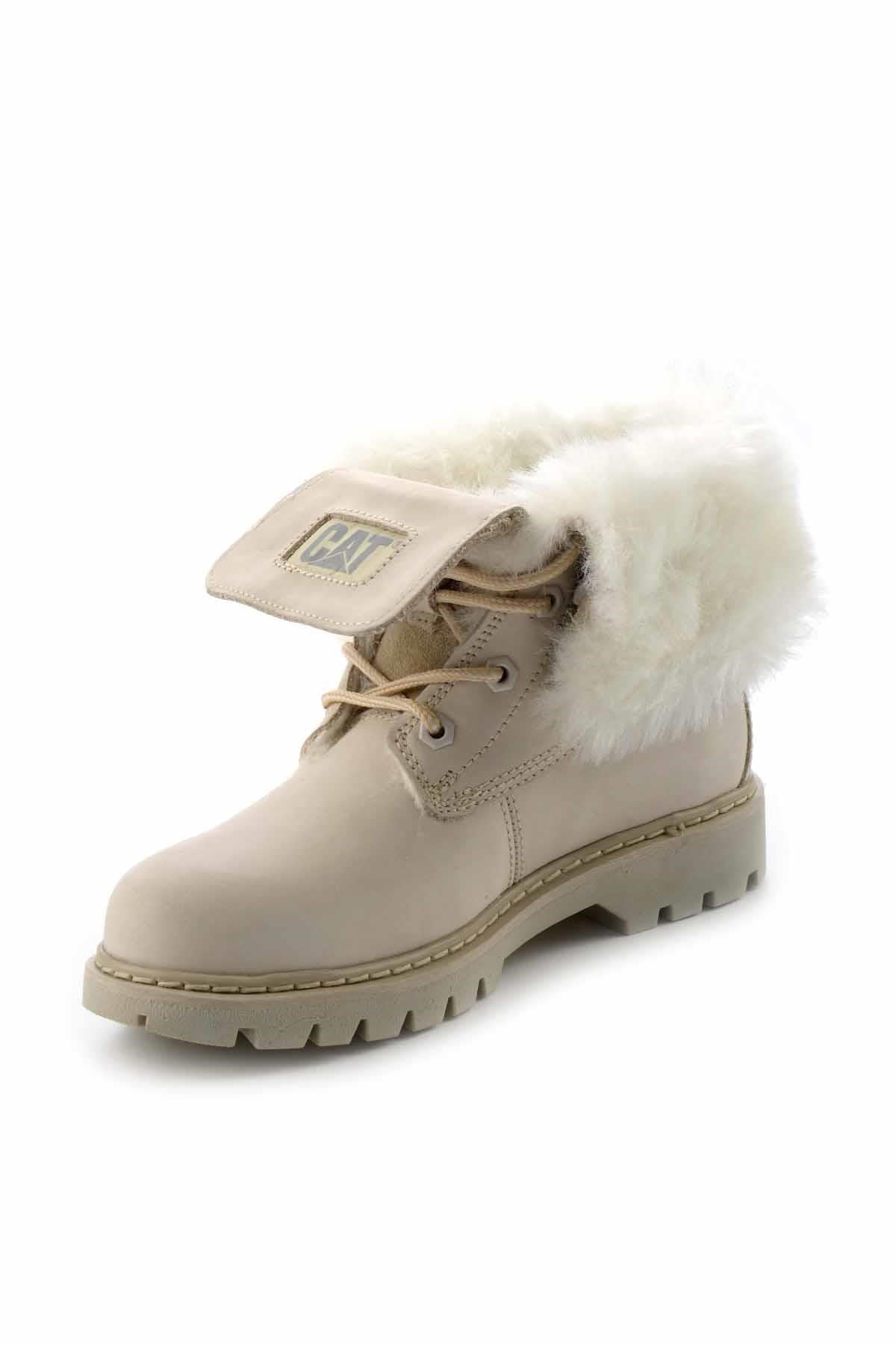 Beige Hakiki Deri Kadın Bot & Bootie CAT0111118401