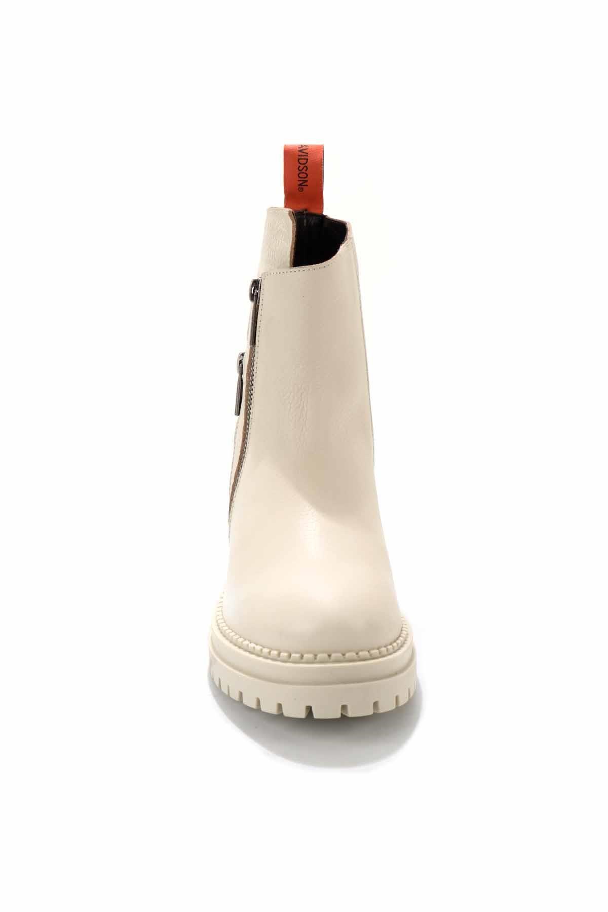 Beige Hakiki Deri Kadın Bot & Bootie HD0777003903