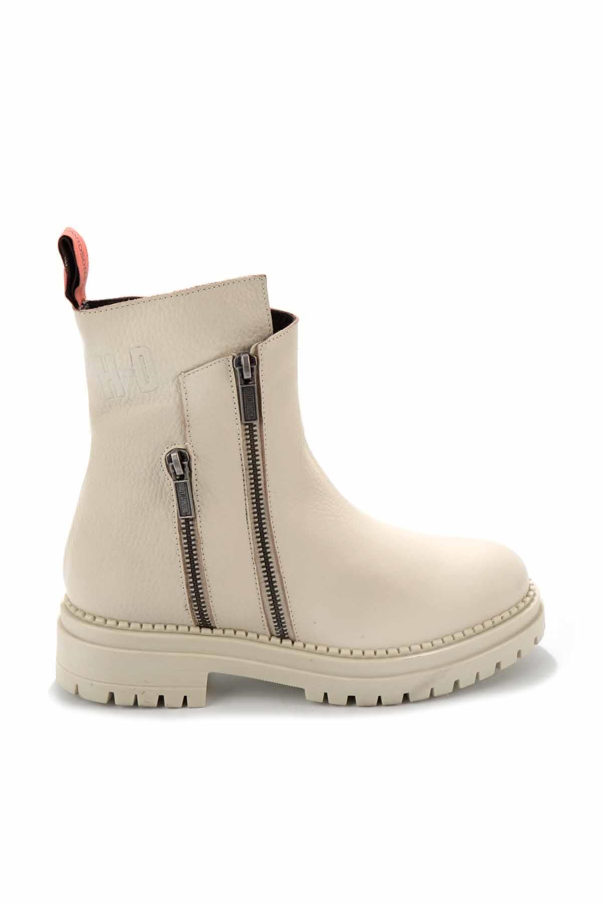 Beige Hakiki Deri Kadın Bot & Bootie HD0777003903